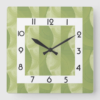 Green Art Deko Quadratische Wanduhr