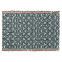 Green Art Nouveau Floral Throw Blanket