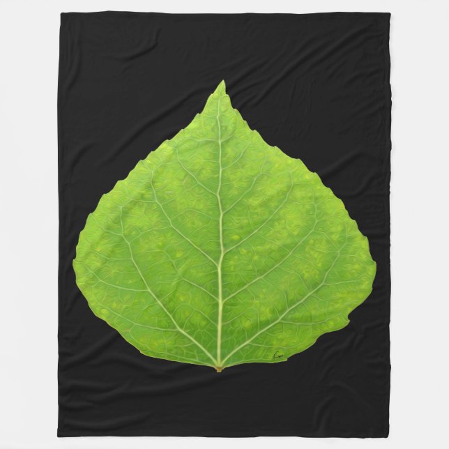 Green Aspen Leaf #11 Fleecedecke (Vorderseite)