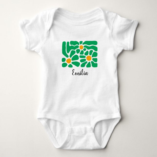 Green Ästhetische Blume Baby Jersey Bodysuit Strampler (Vorderseite)