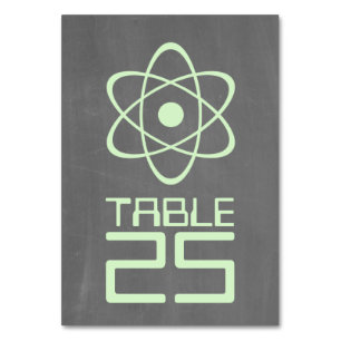 Green Atomic Chalkboard Table Card Tischnummer