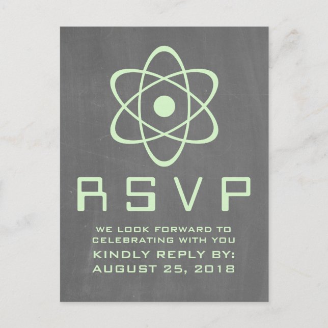 Green Atomic Chalkboard UAWG Postkarte (Vorderseite)