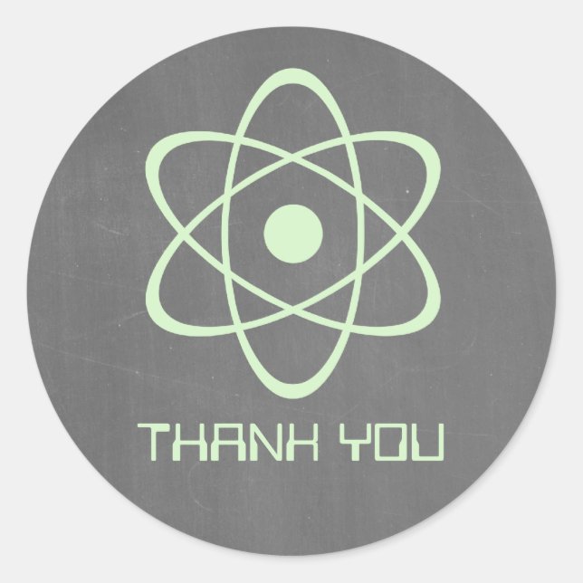Green Atomic Chalkboard Vielen Dank Stickers (Vorderseite)