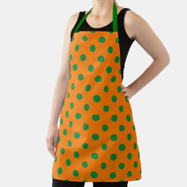 Green auf Orange Polka Dots Design Schürze (Von Creator hochgeladen)