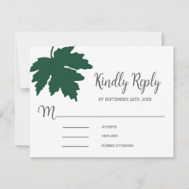 Green Autum Maple Leaf Wedding RSVP Card Karte