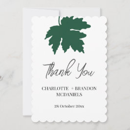 Green Autumn Maple Leaf Wedding Vielen Dank Dankeskarte