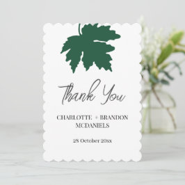 Green Autumn Maple Leaf Wedding Vielen Dank Dankeskarte