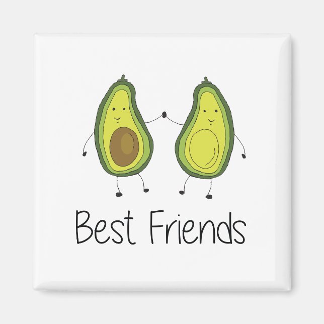 Green Avocado Cartoon Freundschaft Image Friendshi Magnet (Vorne)