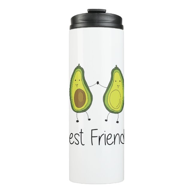 Green Avocado Cartoon Freundschaft Image Friendshi Thermosbecher (Vorderseite)