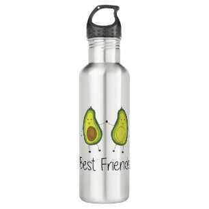 Green Avocado Cartoon Freundschaftsbild Edelstahlflasche