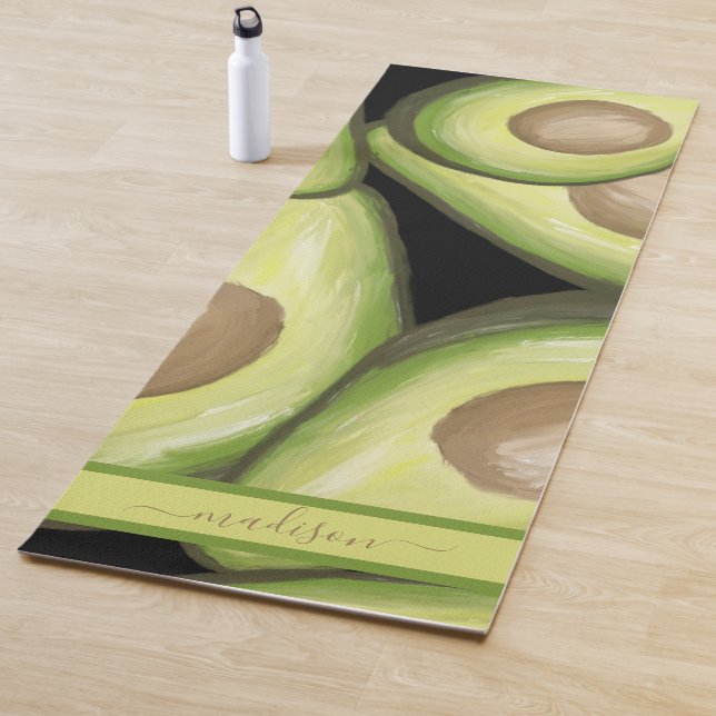 Green Avocado Muster Personalisiert Name Yogamatte (Beispiel)
