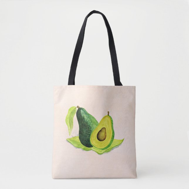 Green Avocado Still Life Frucht in Wasserfarben Tasche (Vorderseite)