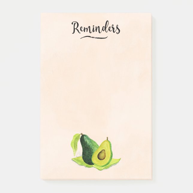 Green Avocado Still Life Fruit "Erinnerungen" Post-it Klebezettel (Vorderseite)