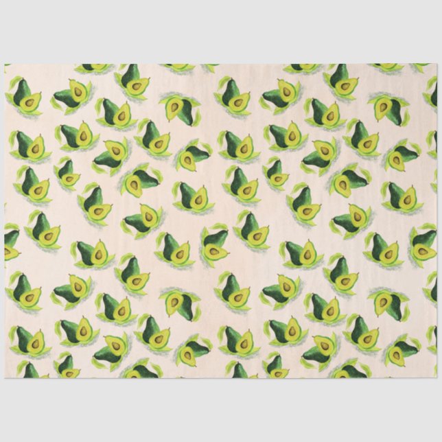 Green Avocados Wasserfarbmuster Seidenpapier (Vorderseite)