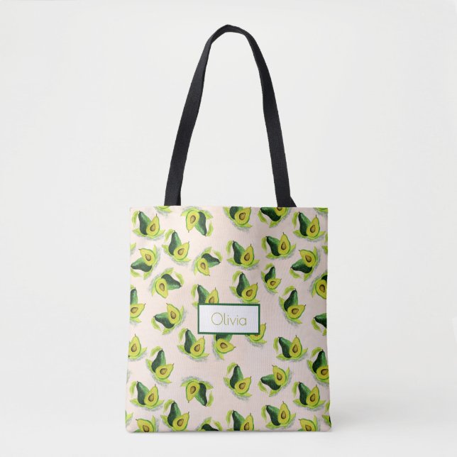 Green Avocados Wasserfarbmuster Tasche (Vorderseite)