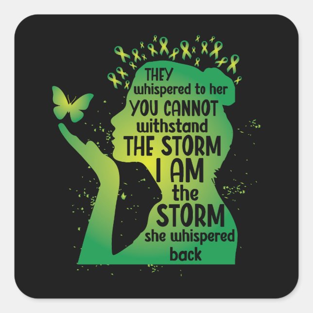 Green Awareness Butterfly Mental Health Quadratischer Aufkleber (Vorderseite)
