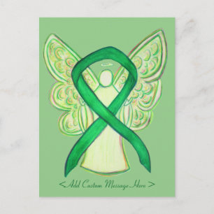 Green Awareness Ribbon Angel Custom Postcard Postkarte