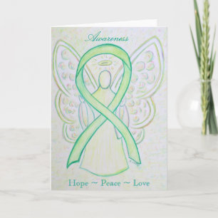 Green Awareness Ribbon Angel Grußkarte Feiertagskarte