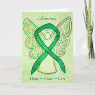 Green Awareness Ribbon Angel Grußkarte Feiertagskarte