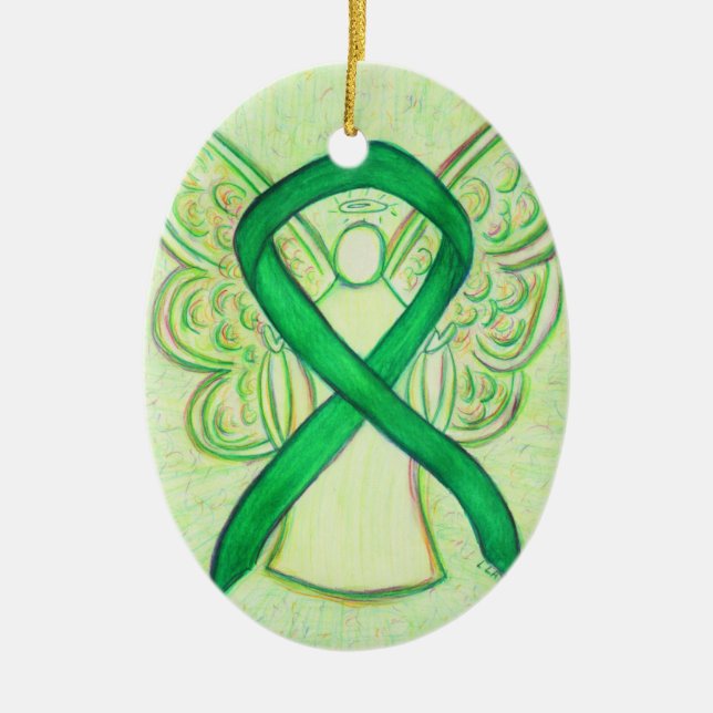 Green Awareness Ribbon Angel Pendant Ornament (Vorne)