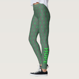 Green Awareness Ribbon Art Custom Words Leggings