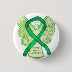 Green Awareness-Ribbon-Engel-Button für psychische Button