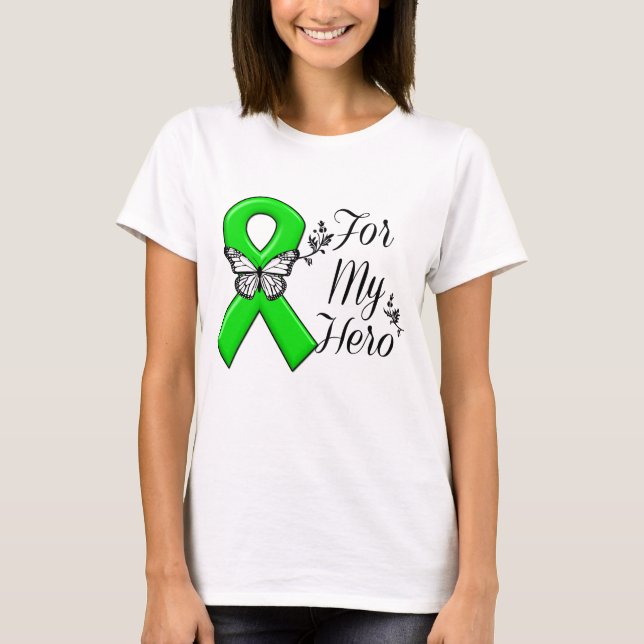 Green Awareness Ribbon für meinen Helden T-Shirt (Vorderseite)