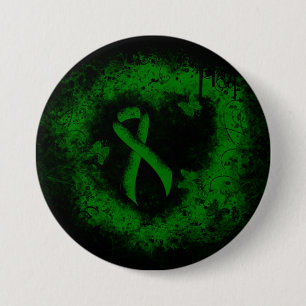 Green Awareness Ribbon Grunge Button