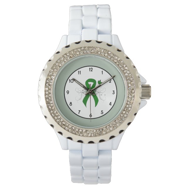 Green Awareness Ribbon mit Butterfly Armbanduhr (Vorderseite)