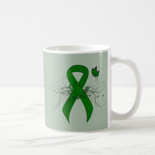 Green Awareness Ribbon mit Butterfly Kaffeetasse