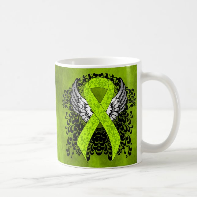 Green Awareness Ribbon mit Flügeln Kaffeetasse (Rechts)
