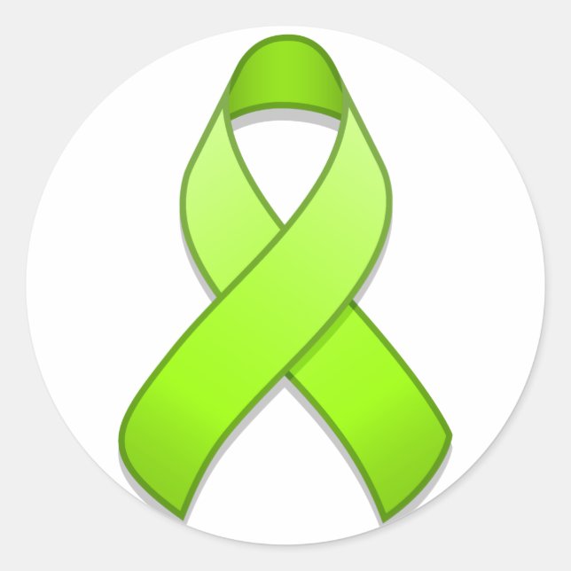 Green Awareness Ribbon Round Sticker (Vorderseite)