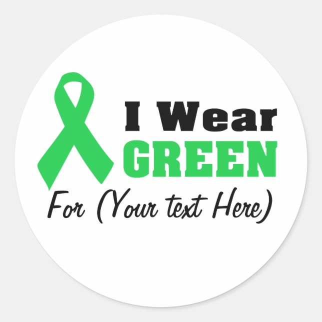Green Awareness Ribbon Runder Aufkleber (Vorderseite)