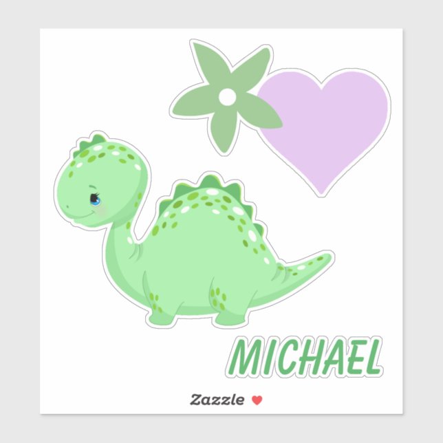 Green Baby Dinosaur Aufkleber (Blatt)