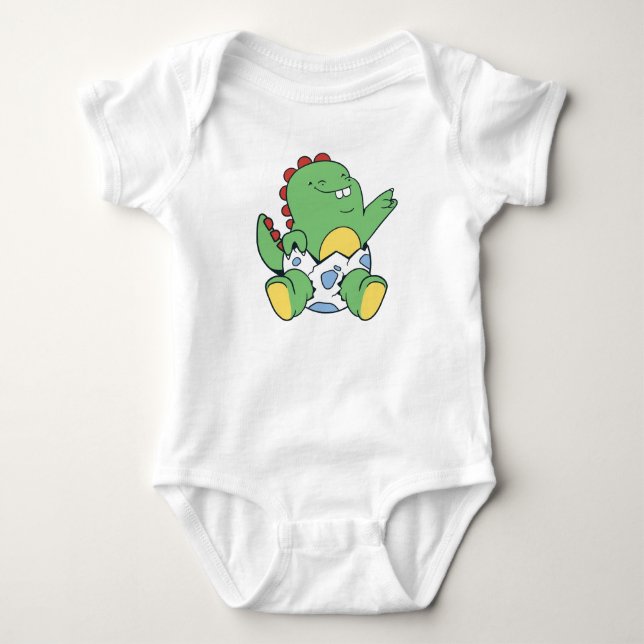 Green Baby Dinosaur Hatching from Egg Baby Strampler (Vorderseite)