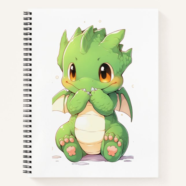 Green Baby Dragon Notizbuch (Vorderseite)