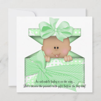 Green Baby Dusche Einladung Afro American