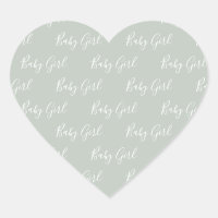 Green Baby Girl Script Modern Heart Sticker