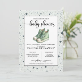 Green Baby High Tops Baby Dusche Einladung