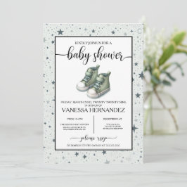 Green Baby High Tops Baby Dusche Einladung
