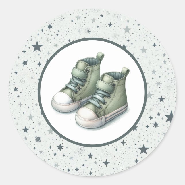 Green Baby High Tops Baby Dusche Runder Aufkleber (Vorderseite)