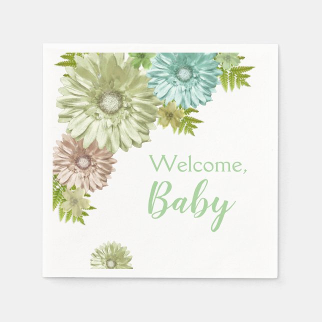 Green Baby in Bloom Brunch Dusche Serviette (Vorderseite)