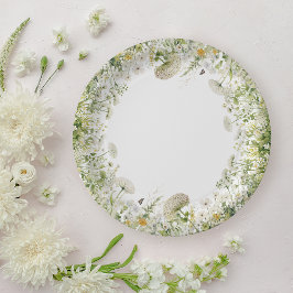 Green Baby in Bloom Floral Wildblume Babydusche Pappteller