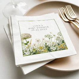 Green Baby in Bloom Floral Wildblume Babydusche Serviette
