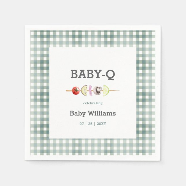 Green Baby-Q GRILLEN Couple Baby Shower Serviette (Vorderseite)