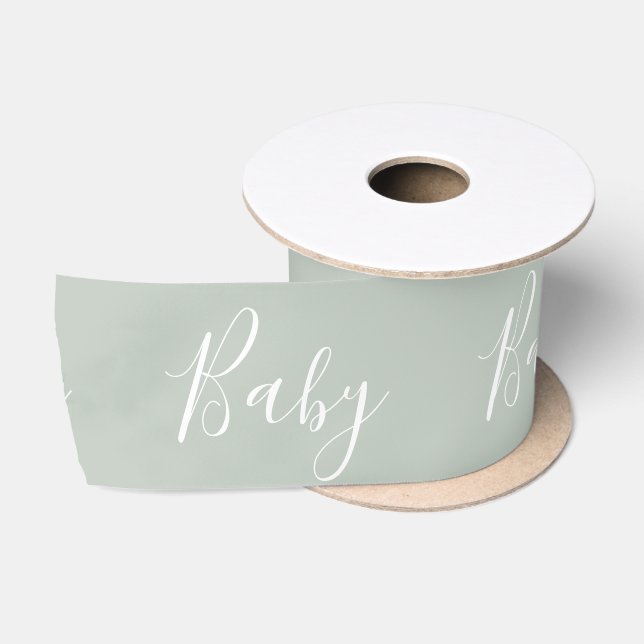 Green Baby Script Elegant Baby Shower Satinband (Spule)