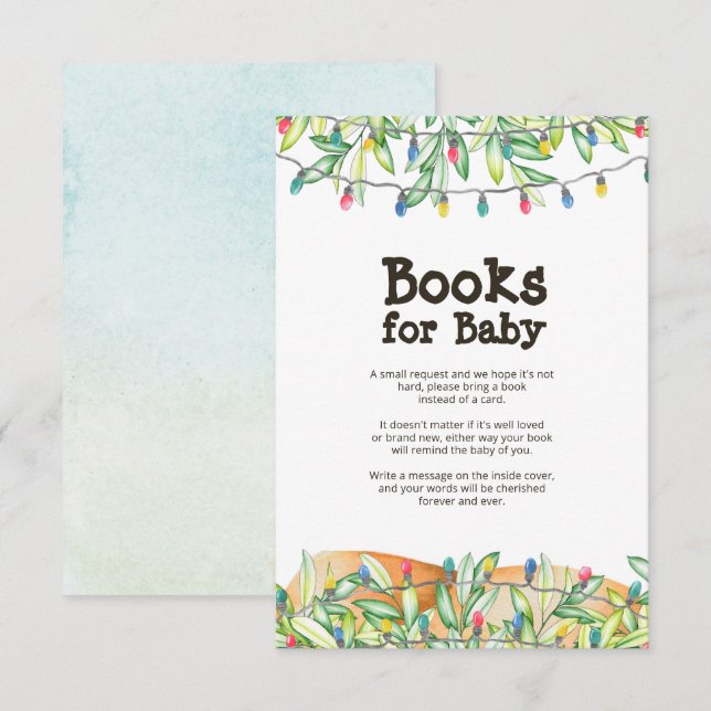 Green Baby Shower Book Request Card Einladung (Vorne/Hinten)