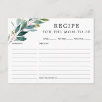 Green Baby Shower Rezept Card