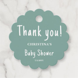 Green Baby Shower Round Geschenkanhänger