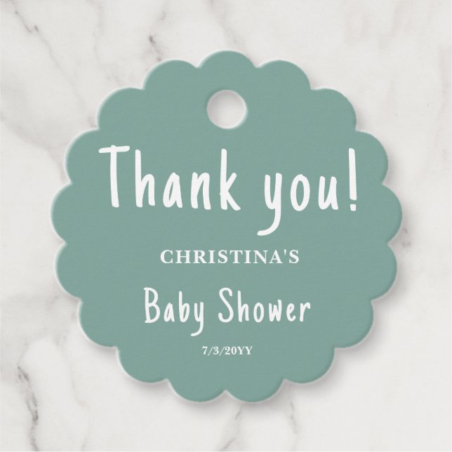 Green Baby Shower Round Geschenkanhänger (Vorderseite)